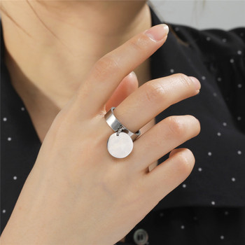 Минималистичен пръстен Skyrim от неръждаема стомана в златист цвят с големи кръгли висулки пръстени с пръсти Модни подаръци за годишнина 2023 за жени