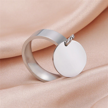 Минималистичен пръстен Skyrim от неръждаема стомана в златист цвят с големи кръгли висулки пръстени с пръсти Модни подаръци за годишнина 2023 за жени
