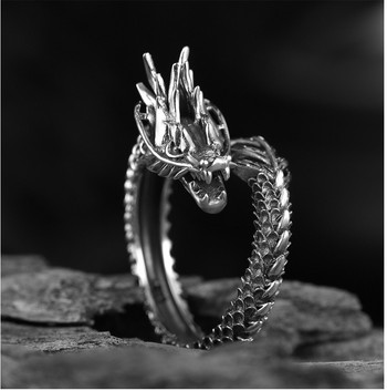 2021 г. Ретро пръстен с дракон Мъжка модерна личност Доминиращ преувеличен единичен отворен модерен мъжки дамски пръстен с показалец