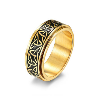 Нов стил Уникален въртящ се пръстен от неръждаема стомана Ретро келтски триъгълен възел Мъжки пръстени Парти бижута за жени Подарък размер 7-13