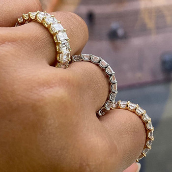 Huitan Luxury Micro Πλακόστρωτο Τετράγωνο Κυβικό Ζιργκόνιο Υπόσχεση Αγάπης Δαχτυλίδια για γυναίκες Αρραβώνας Γαμήλιο κόσμημα Hot Sale Drop Ship Ring