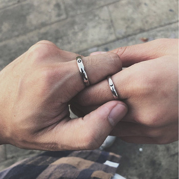 2 бр. Ретро Слънце Луна двойка пръстени за жени Мъже Регулируеми сдвоени пръстени Годежни сватбени пръстени Комплект за влюбени бижута anillos mujer