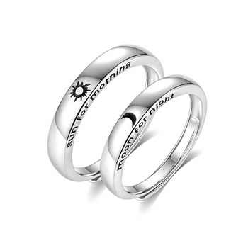 2 бр. Ретро Слънце Луна двойка пръстени за жени Мъже Регулируеми сдвоени пръстени Годежни сватбени пръстени Комплект за влюбени бижута anillos mujer