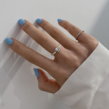 QMCOCO Сребърен цвят Корейска жена Усмивка Перла Моден регулируем пръстен Опростен индивидуален дизайн Реколта Елегантни фини парти подаръци