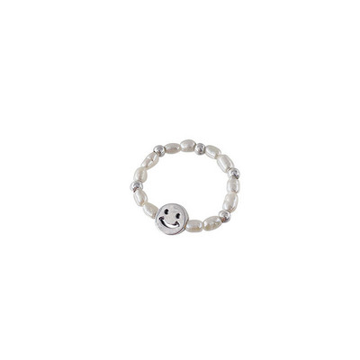 QMCOCO culoare argintie femeie coreeană zâmbet perla modă inel reglabil design simplu de personalitate vintage elegant cadouri fine pentru petreceri
