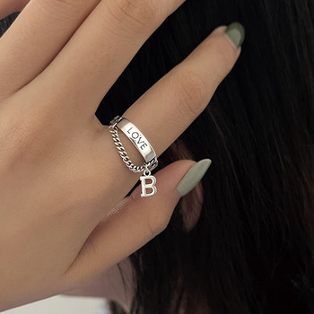 FOXANRY Сребърни пръстени за двойки Винтидж аксесоари Модни пънк креативни LOVE Верига с пискюли Тайландски сребърни парти бижута