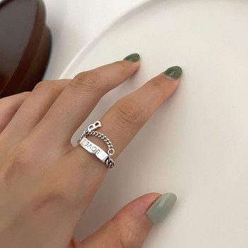 FOXANRY Сребърни пръстени за двойки Винтидж аксесоари Модни пънк креативни LOVE Верига с пискюли Тайландски сребърни парти бижута