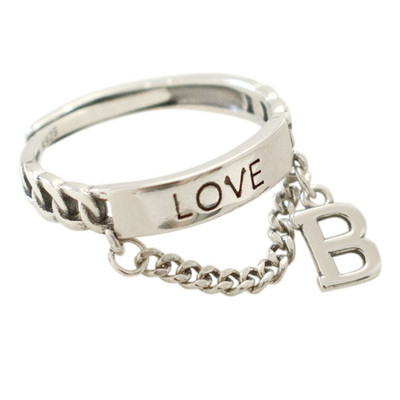 FOXANRY ezüst színű párok gyűrűk vintage kiegészítők divat punk kreatív LOVE lánc bojt Thai ezüst parti ékszerek