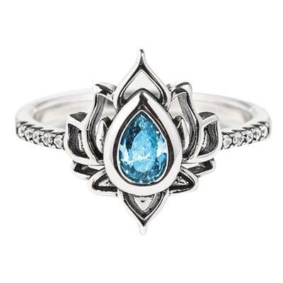 Inele de flori de picătură de apă din cristal de Boemia cu floare de lotus vintage pentru femei, inel deschis estetic și sexy, bijuterii de Ziua Îndrăgostiților Bague