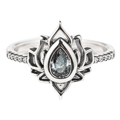 Inele de flori de picătură de apă din cristal de Boemia cu floare de lotus vintage pentru femei, inel deschis estetic și sexy, bijuterii de Ziua Îndrăgostiților Bague