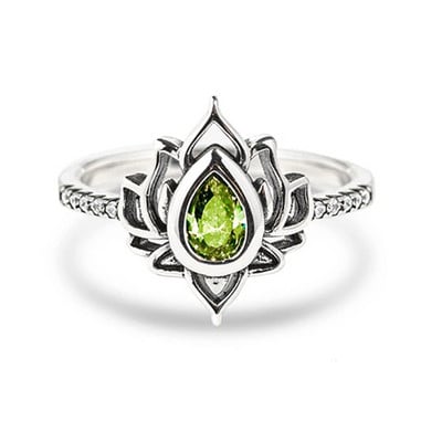 Inele de flori de picătură de apă din cristal de Boemia cu floare de lotus vintage pentru femei, inel deschis estetic și sexy, bijuterii de Ziua Îndrăgostiților Bague
