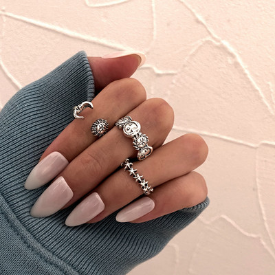 Inel hip hop pe lanțuri de degete bijuterii reglabile inele pentru bărbați femei cadouri anillos gotice inele estetice 2021 accesorii tendințe