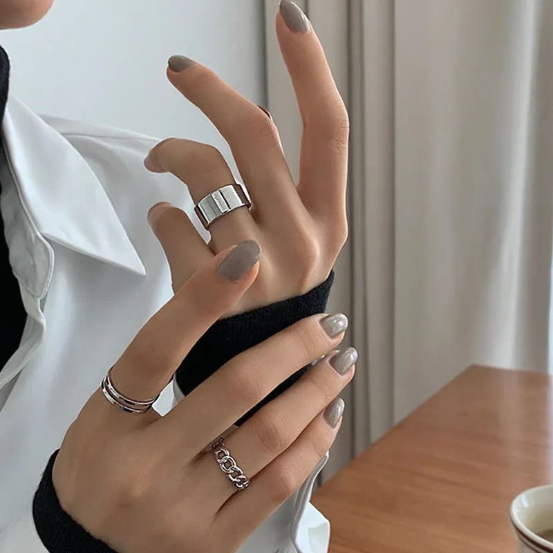 Inel hip hop pe lanțuri de degete bijuterii reglabile inele pentru bărbați femei cadouri anillos gotice inele estetice 2021 accesorii tendințe