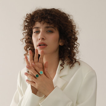 Yhpup Τυρκουάζ Μαλαχίτης Ροδοχρωσίτης Πέτρα από ανοξείδωτο ατσάλι Αδιάβροχο ρυθμιζόμενο δαχτυλίδι Γυναικεία γοητεία μόδας Γαλλία Κοσμήματα