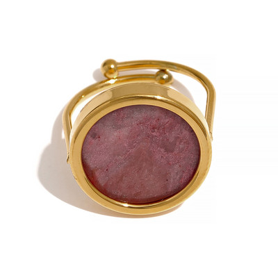 Yhpup türkiz malachit rodokrozit kő rozsdamentes acél vízálló állítható gyűrű női divat varázs Franciaország ékszerek