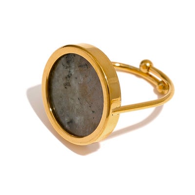 Yhpup türkiz malachit rodokrozit kő rozsdamentes acél vízálló állítható gyűrű női divat varázs Franciaország ékszerek