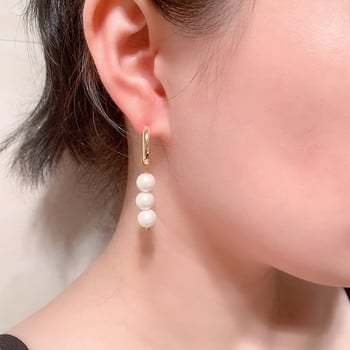 Bilandi Asymmetric Natural Freshwater Pearl Earrings 2022 New Trend Σκουλαρίκια με διπλό κύκλο κρεμαστά γαλλικά ασυνήθιστα σκουλαρίκια σταγόνας