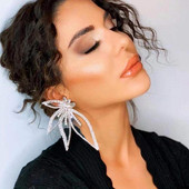 Új csillogó strasszos virág csepp Fülbevaló Női Fülbevaló Vacsoraparti Esküvői Kiegészítők Divat Luxus Ékszerek