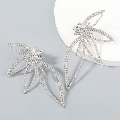 Új csillogó strasszos virág csepp Fülbevaló Női Fülbevaló Vacsoraparti Esküvői Kiegészítők Divat Luxus Ékszerek