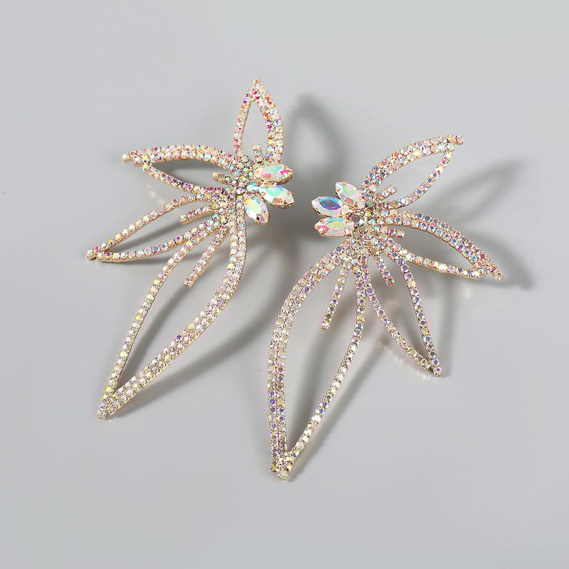 Új csillogó strasszos virág csepp Fülbevaló Női Fülbevaló Vacsoraparti Esküvői Kiegészítők Divat Luxus Ékszerek