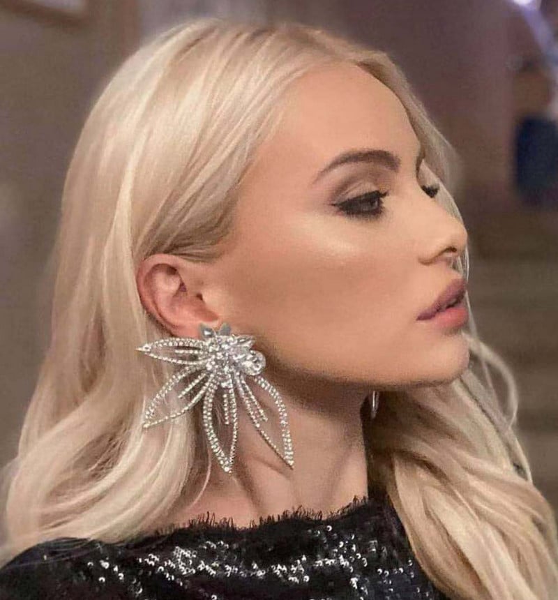 Új csillogó strasszos virág csepp Fülbevaló Női Fülbevaló Vacsoraparti Esküvői Kiegészítők Divat Luxus Ékszerek