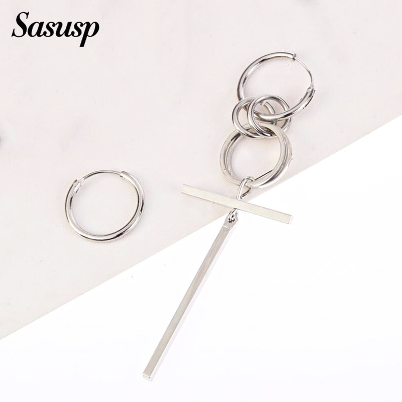 Modne kružne naušnice za muškarce Geometrijske korejske naušnice u punk stilu Bang Boys BTS-049 Kpop ljubitelji nakita Najbolji darovi 2021.