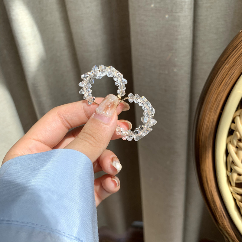 Cercei cu cerc neregulat de cristal, la modă, pentru femeie, cercei strălucitori de vară, cadouri de nuntă pentru femei.