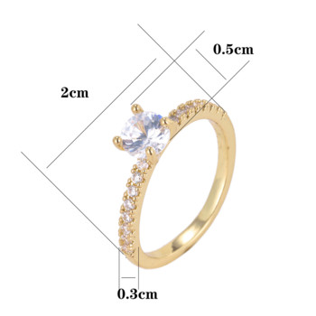 Emmaya Νέο μοντέρνο σχέδιο κύκλου Χαριτωμένο χρυσό δαχτυλίδι με τέσσερα νύχια Cubic Zircon Γοητευτικό κόσμημα για πάρτι Γυναικείο κομψό δώρο