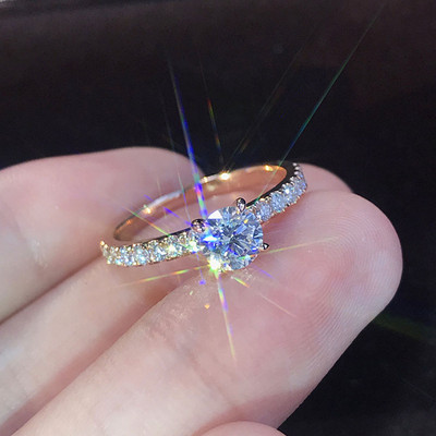 Emmaya, nou design cerc la modă, inel drăguț de culoare aurie, cu patru gheare, zircon cubic, bijuterii fermecătoare pentru petrecere, cadou elegant pentru femei