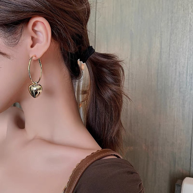 Koreai divatos kiegészítők nőknek Barack szívű karika fülbevaló nőknek Menyasszonyi esküvő évfordulójára Ajándék tervező ékszer