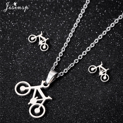 Rozsdamentes acél lánc nyakláncok nőknek Férfi Hip Hop Bicikli Kerékpár Fülbevaló Divat Ékszer Szettek Kiegészítők Barátok Ajándékok