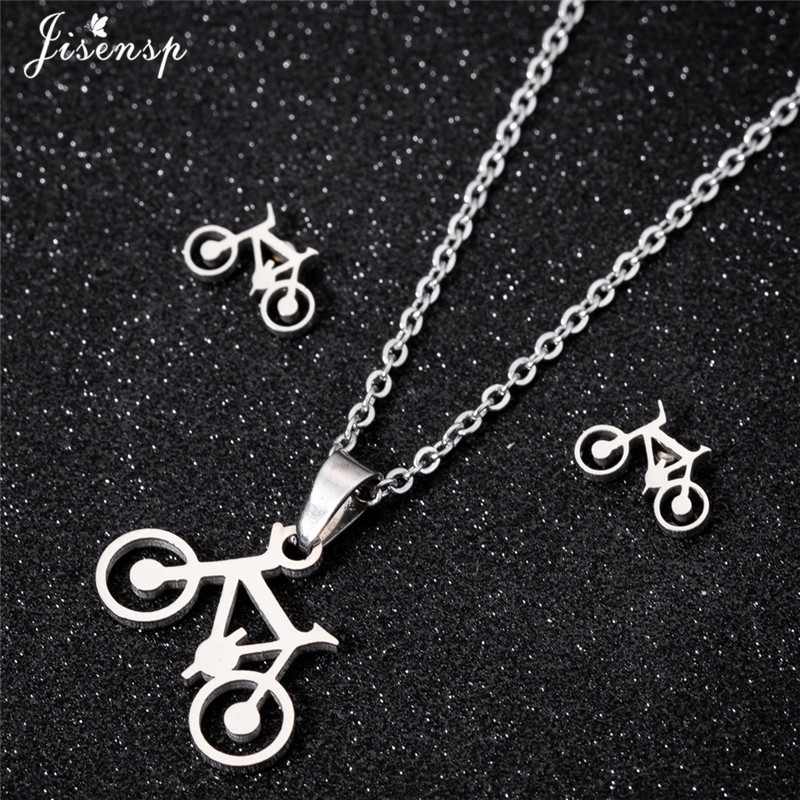 Rozsdamentes acél lánc nyakláncok nőknek Férfi Hip Hop Bicikli Kerékpár Fülbevaló Divat Ékszer Szettek Kiegészítők Barátok Ajándékok