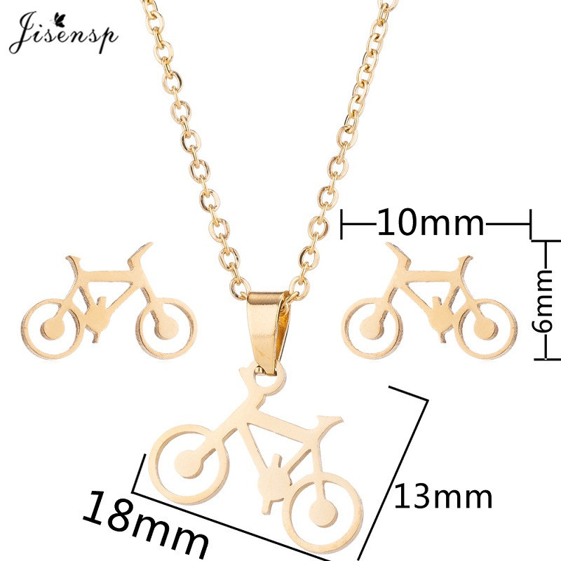 Rozsdamentes acél lánc nyakláncok nőknek Férfi Hip Hop Bicikli Kerékpár Fülbevaló Divat Ékszer Szettek Kiegészítők Barátok Ajándékok