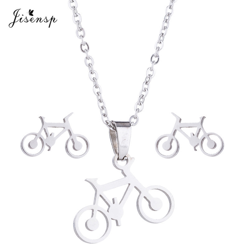 Rozsdamentes acél lánc nyakláncok nőknek Férfi Hip Hop Bicikli Kerékpár Fülbevaló Divat Ékszer Szettek Kiegészítők Barátok Ajándékok