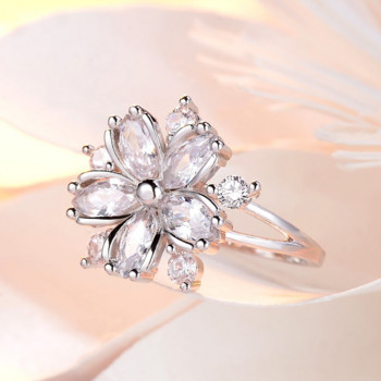 Нови елегантни модни годежни пръстени принцеса Сакура Булчински бижута Романтични дамски пръстени Сакура Циркон Подаръци за партита Розови пръстени