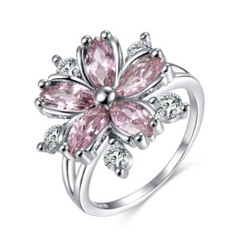 Νέα κομψά δαχτυλίδια αρραβώνων Sakura Princess Νυφικά κοσμήματα Ρομαντικά Sakura Zircon Γυναικεία Δαχτυλίδια Δώρα για πάρτι Ροζ Δαχτυλίδια