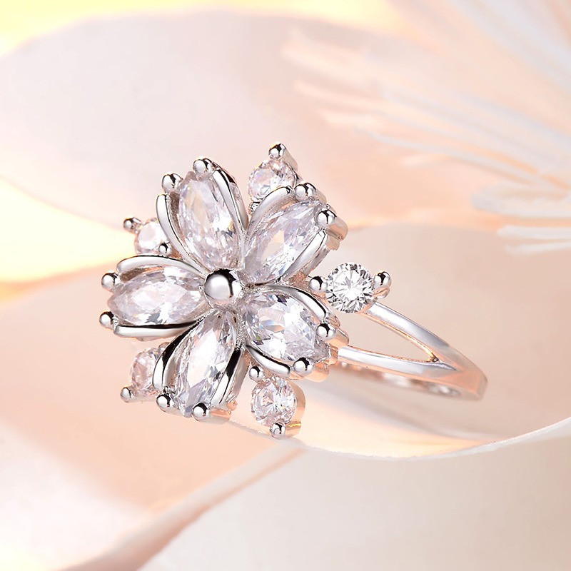 Noua moda eleganta Sakura Printesa Inele de logodna Bijuterii de mireasa Romantic Sakura Zircon Inele pentru dama Cadouri de petrecere Inele roz