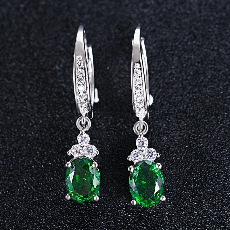 COASHI Cercei delicati pentru femei, accesorii de petrecere în stil vintage, cu zirconiu verde strălucitor, cadou elegant de bijuterii pentru femei