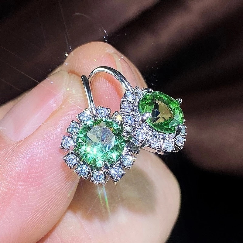 COASHI Cercei delicati pentru femei, accesorii de petrecere în stil vintage, cu zirconiu verde strălucitor, cadou elegant de bijuterii pentru femei