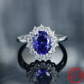 2.0Ct Fasion Real Solid 925 Sterling Silver пръстен Моден дамски подарък 5A Циркон Бижута Марка Сватбени годежни сребърни пръстени