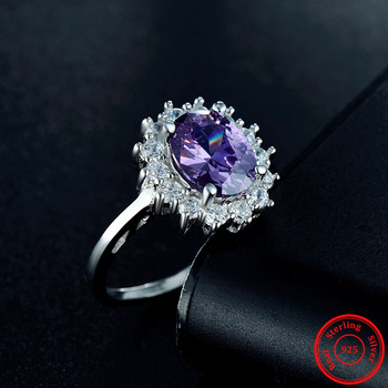 2.0Ct Fasion Real Solid 925 ασημένιο δαχτυλίδι μόδας Γυναικείο δώρο 5Α κοσμήματα ζιργκόν Ασημένια δαχτυλίδια αρραβώνων