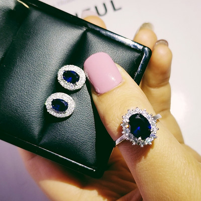 India török luxus divat rózsaszín kék ezüst színű ékszer szett esküvői nőknek Dubai gyűrűs fülbevaló parti ajándék ékszer Z8