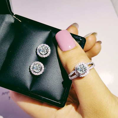 India török luxus divat rózsaszín kék ezüst színű ékszer szett esküvői nőknek Dubai gyűrűs fülbevaló parti ajándék ékszer Z8