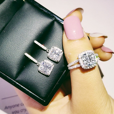 India török luxus divat rózsaszín kék ezüst színű ékszer szett esküvői nőknek Dubai gyűrűs fülbevaló parti ajándék ékszer Z8