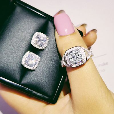 India török luxus divat rózsaszín kék ezüst színű ékszer szett esküvői nőknek Dubai gyűrűs fülbevaló parti ajándék ékszer Z8