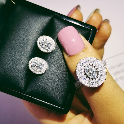 India török luxus divat rózsaszín kék ezüst színű ékszer szett esküvői nőknek Dubai gyűrűs fülbevaló parti ajándék ékszer Z8