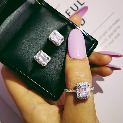 India török luxus divat rózsaszín kék ezüst színű ékszer szett esküvői nőknek Dubai gyűrűs fülbevaló parti ajándék ékszer Z8