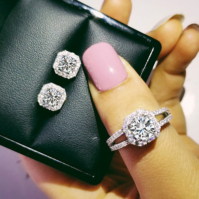 India török luxus divat rózsaszín kék ezüst színű ékszer szett esküvői nőknek Dubai gyűrűs fülbevaló parti ajándék ékszer Z8