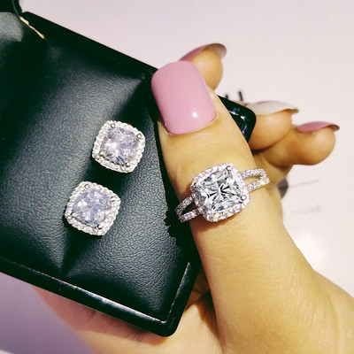 India török luxus divat rózsaszín kék ezüst színű ékszer szett esküvői nőknek Dubai gyűrűs fülbevaló parti ajándék ékszer Z8