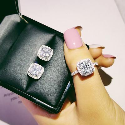 India török luxus divat rózsaszín kék ezüst színű ékszer szett esküvői nőknek Dubai gyűrűs fülbevaló parti ajándék ékszer Z8